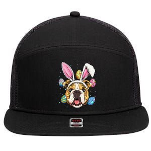 Easter Bunny American Bulldog Dog Women 7 Panel Mesh Trucker Snapback Hat