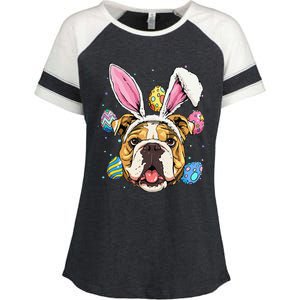 Easter Bunny American Bulldog Dog Women Enza Ladies Jersey Colorblock Tee