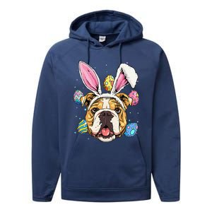 Easter Bunny American Bulldog Dog Women Performance Fleece Hoodie