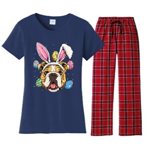 Easter Bunny American Bulldog Dog Women Women's Flannel Pajama Set