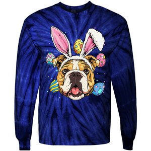 Easter Bunny American Bulldog Dog Women Tie-Dye Long Sleeve Shirt