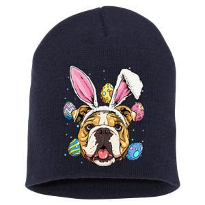 Easter Bunny American Bulldog Dog Women Short Acrylic Beanie