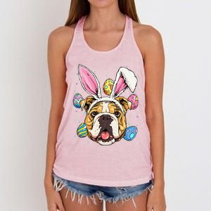 Easter Bunny American Bulldog Dog Women Women's Knotted Racerback Tank