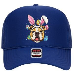 Easter Bunny American Bulldog Dog Women High Crown Mesh Back Trucker Hat