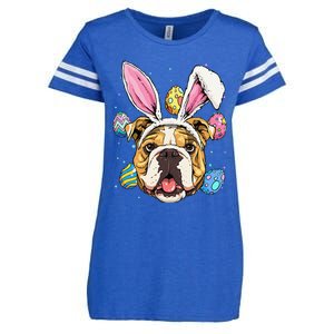 Easter Bunny American Bulldog Dog Women Enza Ladies Jersey Football T-Shirt