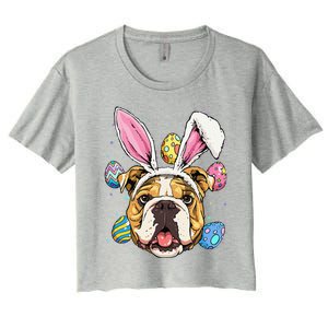 Easter Bunny American Bulldog Dog Women Women's Crop Top Tee