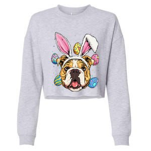 Easter Bunny American Bulldog Dog Women Cropped Pullover Crew