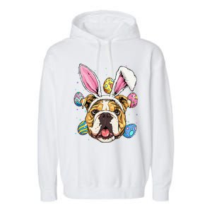 Easter Bunny American Bulldog Dog Women Garment-Dyed Fleece Hoodie