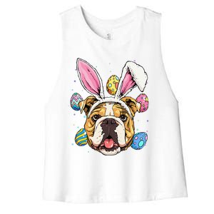 Easter Bunny American Bulldog Dog Women Women's Racerback Cropped Tank