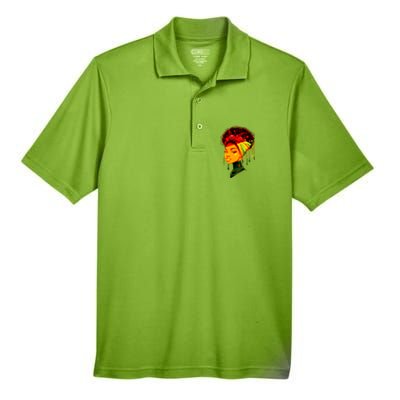 Elegant Black African American Woman With Afro Head Wrap Men's Origin Performance Piqué Polo