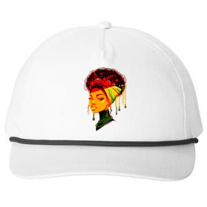 Elegant Black African American Woman With Afro Head Wrap Snapback Five-Panel Rope Hat