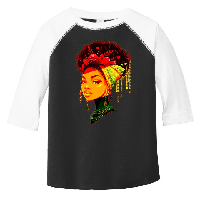 Elegant Black African American Woman With Afro Head Wrap Toddler Fine Jersey T-Shirt
