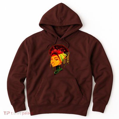 Elegant Black African American Woman With Afro Head Wrap Hoodie