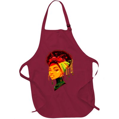 Elegant Black African American Woman With Afro Head Wrap Apron