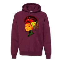 Elegant Black African American Woman With Afro Head Wrap Premium Hoodie