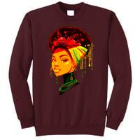 Elegant Black African American Woman With Afro Head Wrap Tall Sweatshirt