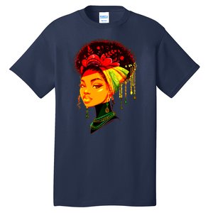 Elegant Black African American Woman With Afro Head Wrap Tall T-Shirt