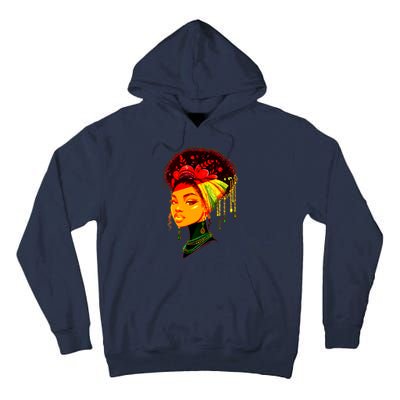 Elegant Black African American Woman With Afro Head Wrap Tall Hoodie