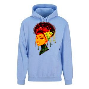 Elegant Black African American Woman With Afro Head Wrap Unisex Surf Hoodie