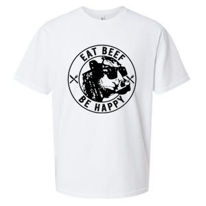 Eat Beef Be Happy Funny Heifer Cow Farmer Sueded Cloud Jersey T-Shirt