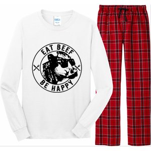 Eat Beef Be Happy Funny Heifer Cow Farmer Long Sleeve Pajama Set