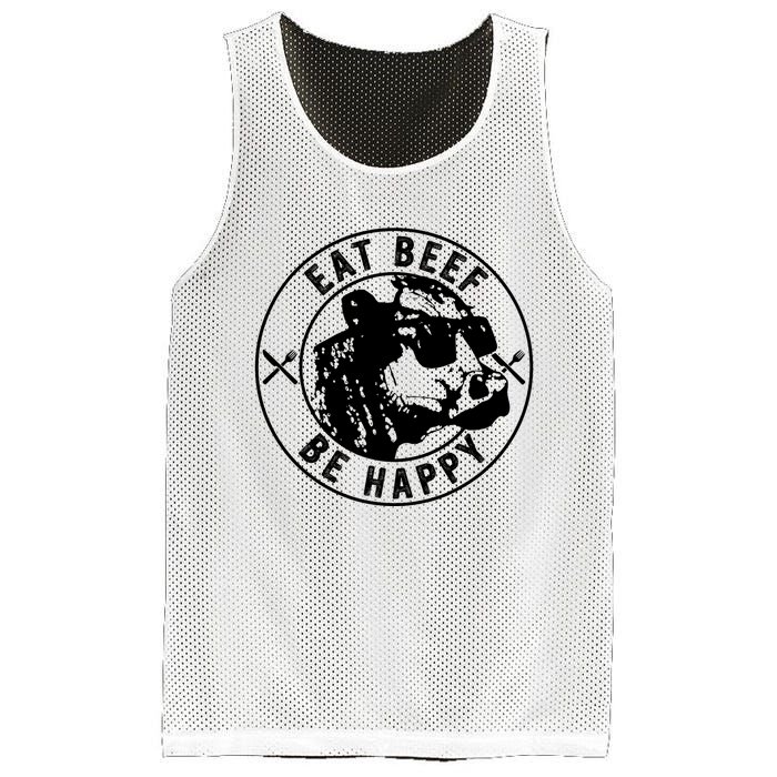 Eat Beef Be Happy Funny Heifer Cow Farmer Mesh Reversible Basketball Jersey Tank