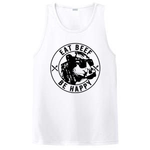 Eat Beef Be Happy Funny Heifer Cow Farmer PosiCharge Competitor Tank