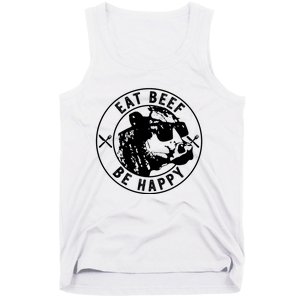 Eat Beef Be Happy Funny Heifer Cow Farmer Tank Top