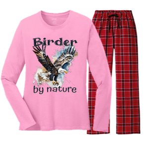 Eagle Birding By Nature Birding Bird Watching Women's Long Sleeve Flannel Pajama Set 