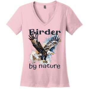 Eagle Birding By Nature Birding Bird Watching Women's V-Neck T-Shirt