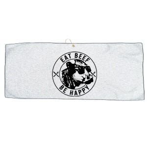 Eat Beef Be Happy Funny Heifer Cow Farmer Large Microfiber Waffle Golf Towel