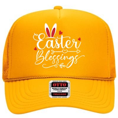 Easter Blessings Bunny Ears Resurrection Day Sunday Hearts Gift High Crown Mesh Back Trucker Hat