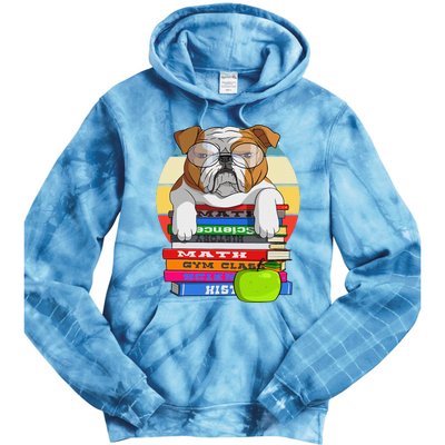 English Bulldog Back To School Book Worm Dog Tie Dye Hoodie