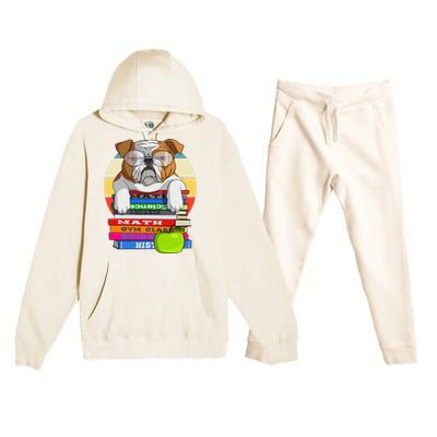 English Bulldog Back To School Book Worm Dog Premium Hooded Sweatsuit Set