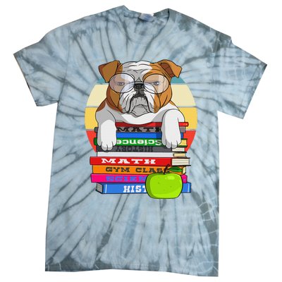 English Bulldog Back To School Book Worm Dog Tie-Dye T-Shirt