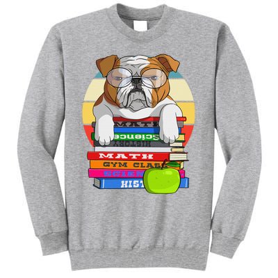 English Bulldog Back To School Book Worm Dog Tall Sweatshirt