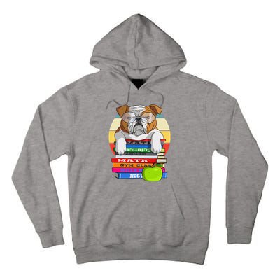 English Bulldog Back To School Book Worm Dog Tall Hoodie