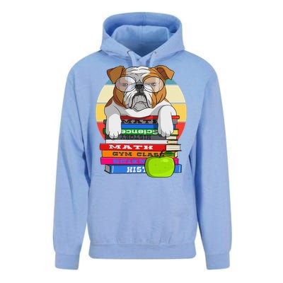 English Bulldog Back To School Book Worm Dog Unisex Surf Hoodie