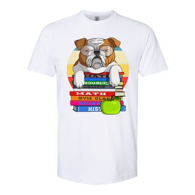 English Bulldog Back To School Book Worm Dog Softstyle CVC T-Shirt