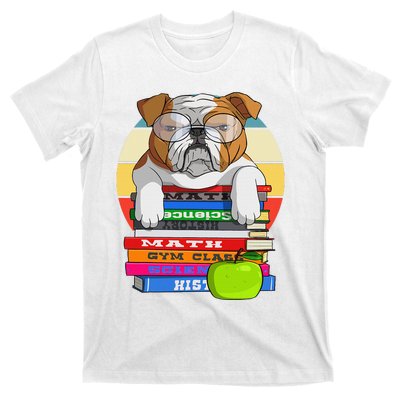 English Bulldog Back To School Book Worm Dog T-Shirt