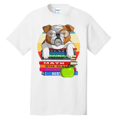 English Bulldog Back To School Book Worm Dog Tall T-Shirt