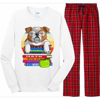 English Bulldog Back To School Book Worm Dog Long Sleeve Pajama Set