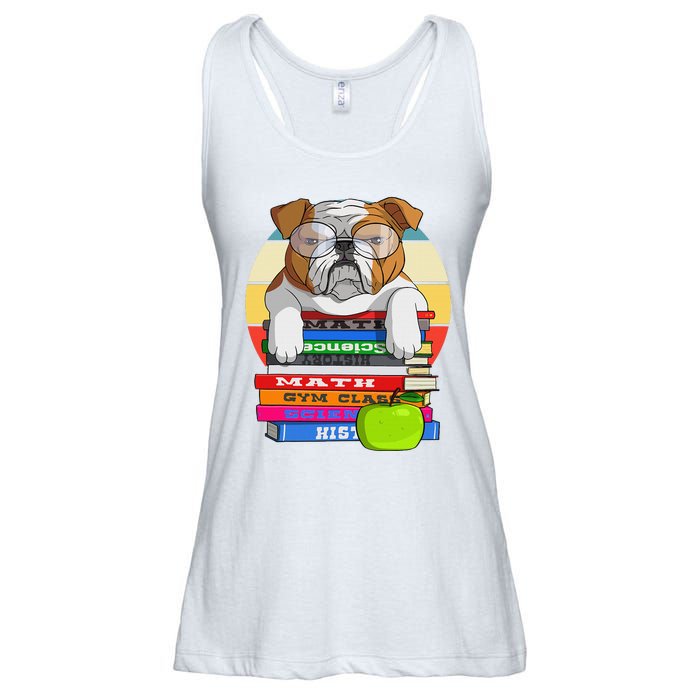 English Bulldog Back To School Book Worm Dog Ladies Essential Flowy Tank