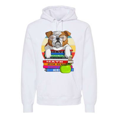 English Bulldog Back To School Book Worm Dog Premium Hoodie