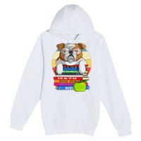 English Bulldog Back To School Book Worm Dog Premium Pullover Hoodie