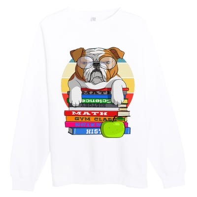 English Bulldog Back To School Book Worm Dog Premium Crewneck Sweatshirt