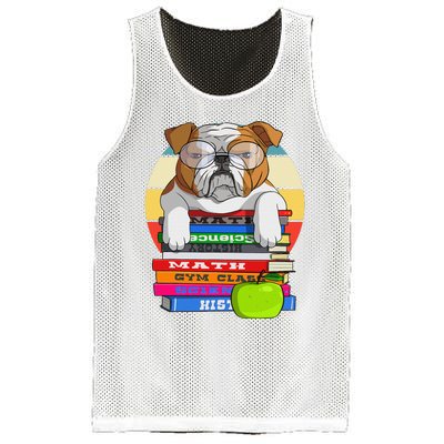 English Bulldog Back To School Book Worm Dog Mesh Reversible Basketball Jersey Tank