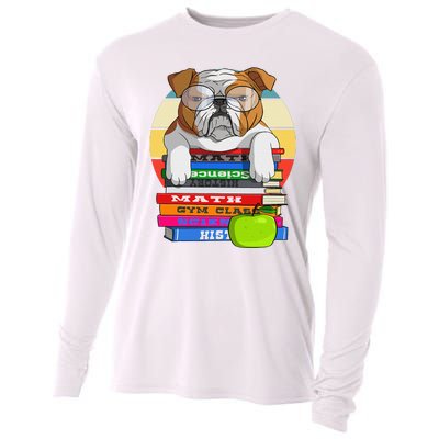 English Bulldog Back To School Book Worm Dog Cooling Performance Long Sleeve Crew