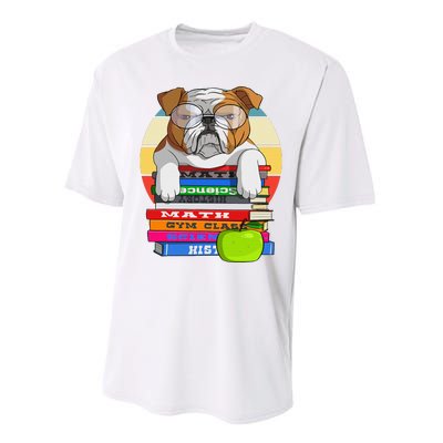 English Bulldog Back To School Book Worm Dog Performance Sprint T-Shirt