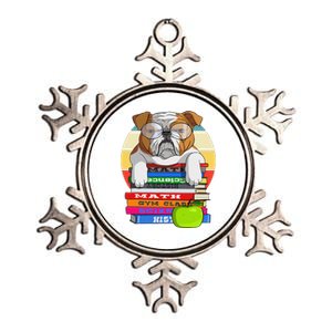 English Bulldog Back To School Book Worm Dog Metallic Star Ornament